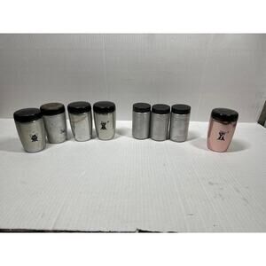 Set of 8 Vintage Metal Spice Jars West Bend Spun‎ Aluminum Mixed Lot